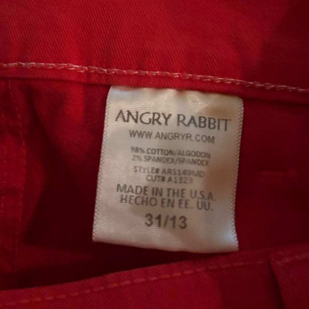 Red Angry Rabbit High Waisted Women's Shorts - Picture 3 of 5